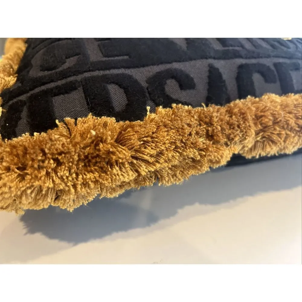 Versace LogoMania Medusa Kissen Pillow Cushion 17 x 17 Schwarz Gold Reticket Tag